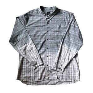 Harley Davidson Shirt Mens Long Sleeve Button Up Plaid  Gray Ombré 3XL